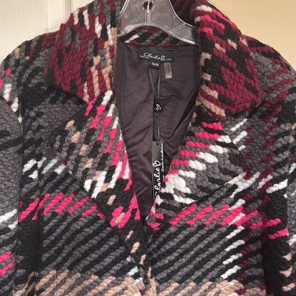 CHARLIE B Women's Mulberry Wool Blend Plaid Short Coat Winter Warm TG/XL NEW - Picture 4 of 16